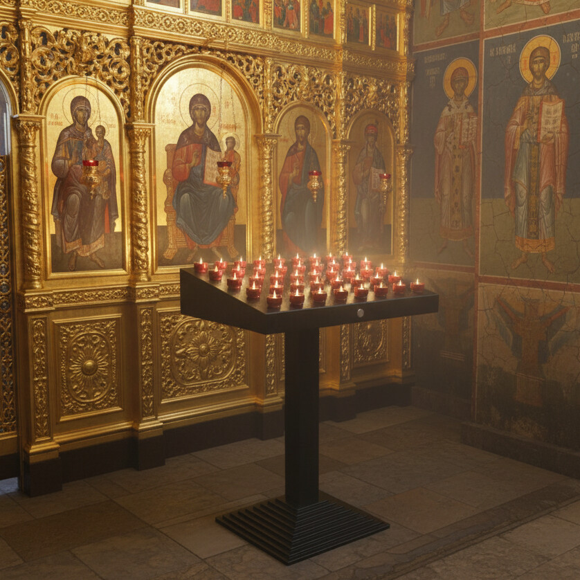 Bougeoir LED dans une église